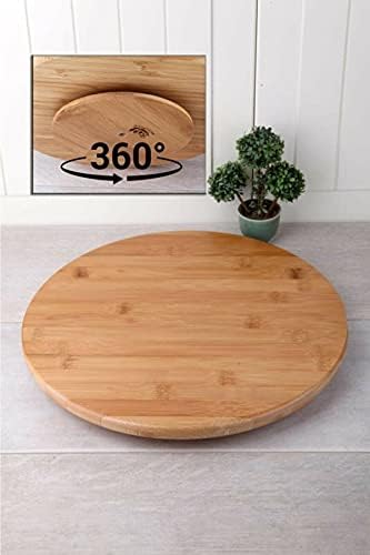 34 cm Bambu Ahşap Döner Standlı Sunum Servis Pizza Kahvaltı Tahtası