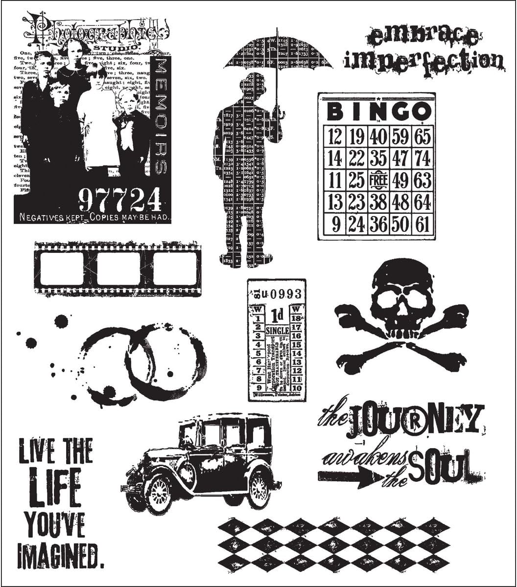 Alternative view of Tim Holtz Cling Stamps 7"X8.5"-Mini Muse -CMS-LG-63