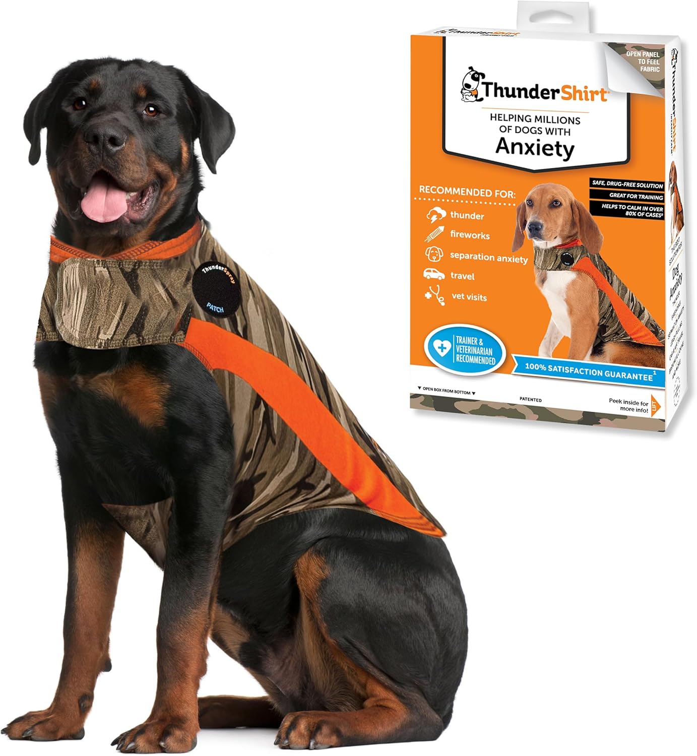 Thundershirt Polo Dog Anxiety Jacket | Vet Recommended Calming Solution Vest for Fireworks, Thunder, Travel, & Separation | Kamuflaj, XXL