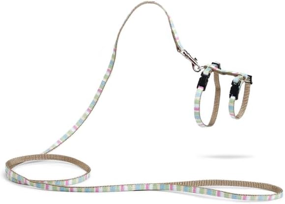 Yavru Kedi Göğüs Tasması ve Gezdirme Kayışı, 120cm, Yeşil, 15-33cm