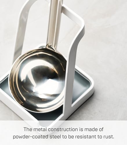 2248 Tower Ladle & Pot Kapak Standı, Beyaz, Çelik, Minimalist Tasarım, 10 x 10 x 15 cm (U x G x Y)