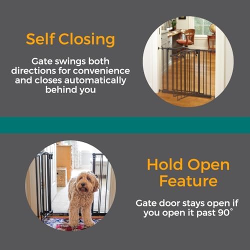 MyPet Windsor Hold-Open & Auto-Close Basınç-Montaj Pet Kapısı: Ağır Hizmet Tipi Çelik Kapı 72,4 cm Boyunda, Mat Bronzda 28 "ila 38" Genişliğinde İki 5" Uzantı ile birlikte gelir