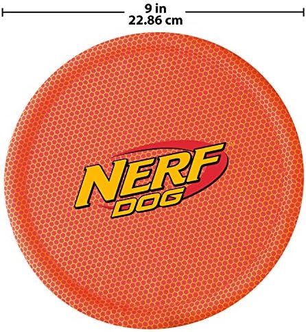 Nerf Dog Naylon Flyer Köpek Oyuncağı, Frizbi, Hafif, Dayanıklı ve Suya Dayanıklı, Plaj ve Havuz için Mükemmel, 9 inç Çap, Orta/Büyük Irklar İçin, İki Paket, Turuncu ve Kırmızı (8959)
