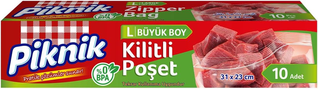 Piknik Gıda Ambalaj Kilitli Poşet Büyük 10'lu 1396