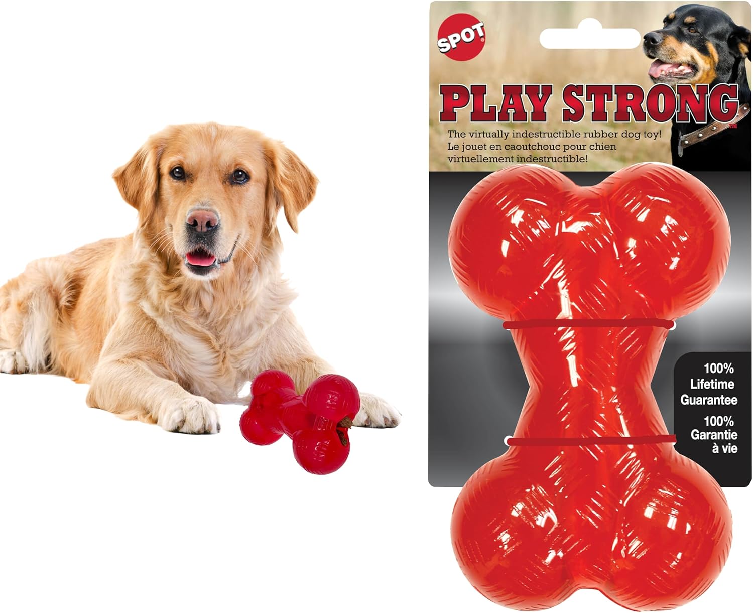 Etik Ürünlere Göre SPOT Play Strong Bones Chew Oyuncakları ve Köpekler için Top Oyuncakları - Agresif Çiğneme ve Yavru Köpekler için Harika - Top - Küçük