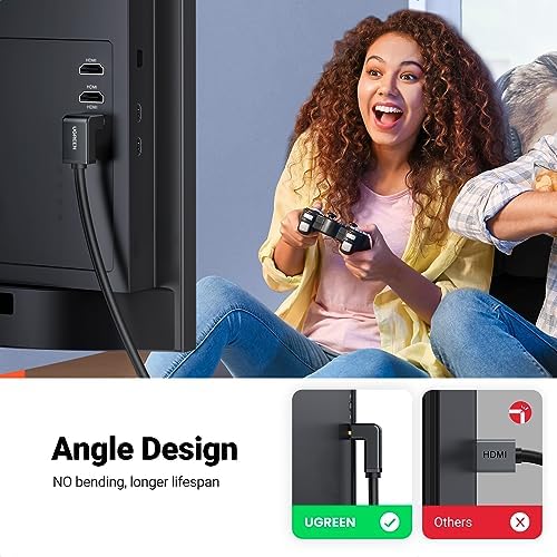 HDMI kablosu 4K açılı 1M 90 derece açılı fiş HDMI açılı kablo 2.0 18 Gbit/s Ethernet HDR 3D ARC destekler, PC, Blue-ray oynatıcı, Xbox360, PS3, PS4 vb. ile uyumludur