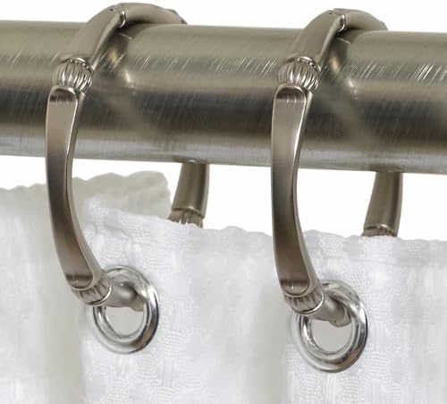 NeverRust Paslanmaz Alüminyum Dekoratif Duş Halkası, 12'li Set, Fırçalanmış Nikel, 11 x 8,5 x 0,75