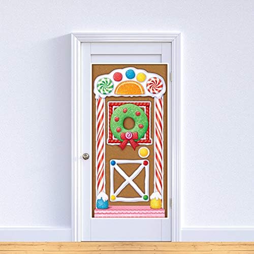 Baskılı Plastik Zencefilli Ev Kapı Kapağı Kapalı/Dış Mekan Partisi Süslemeleri, 76 x 132 cm, Çok Renkli