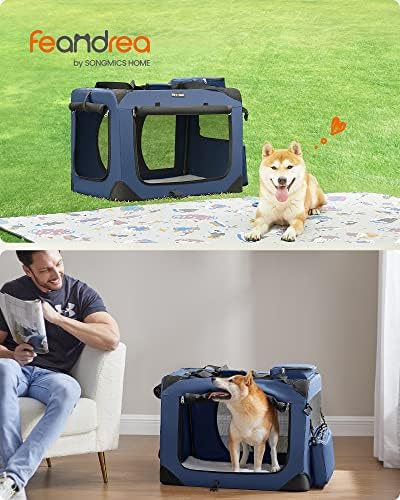 Alternative view of FEANDREA Köpek Kutusu, Araba İçin Taşıma Kutusu, Köpek Taşıma Kutusu, Kumaştan Katlanabilir Kedi Kutusu, L, 70 x 52 x 52 cm, Koyu Mavi