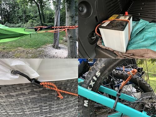 MABC-18 Çok Amaçlı Ayarlanabilir Kancalı Bungee Kordonları, 45 cm, Turuncu/Siyah, 10 Adet