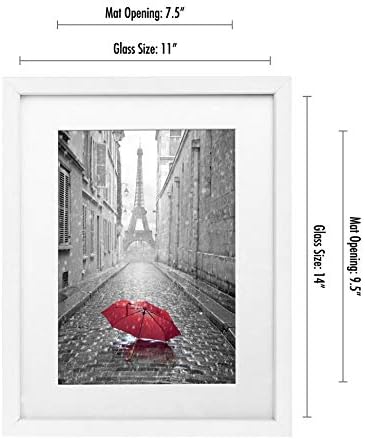 (11x14, 1 Pack,) - 28cm x 36cm Picture Frame with Glass Front; Made to Display Pictures 20cm x 25cm with Mat or 28cm x 36cm Without Mat; Hanging Included