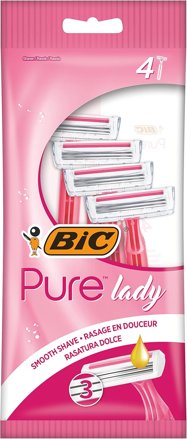 Alternative view of BIC Pure Lady Kadın Tıraş Bıçağı 4'lü Poşet (3 Bıçak), Aloe ile Zenginleştirilmiş Kayganlaştırıcı Jel Şerit