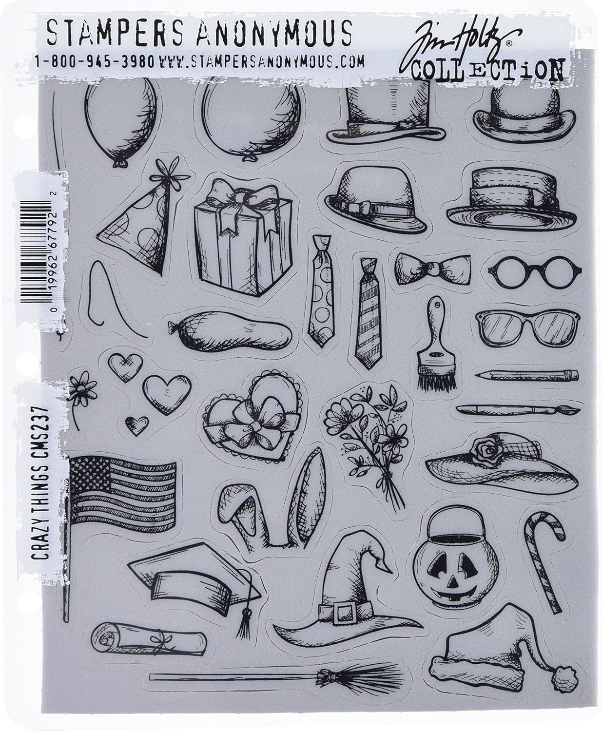 Alternative view of Tim Holtz Cling Stamps 7"X8.5"-Crazy Things