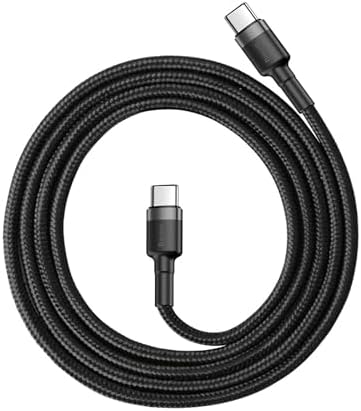 Cafule, 3.0 A USB-C & USB-C Şarj & Data Aktarımı Kablosu, /Hızlı Şarj, 1 Metre, Gri/Siyah, CATKLF-GG1