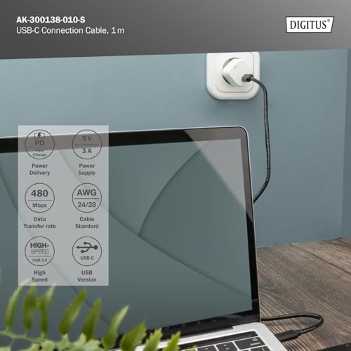 Alternative view of USB 2.0 kablosu, 1 m, USB-C - Tip C - 480 Mbps - Bilgisayarlar, Dizüstü Bilgisayarlar, Hublar, Akıllı Telefonlar, Tabletler için, Siyah