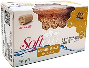 Softem Arı Sütü Ballı Lifli Sabun 130 Gr | Doğal Kabak Lifi İçerikli | Peeling Etkili Cilt Temizleyici | Sivilce Ve Selülit Karşıtı Doğal Sabun | Paraben İçermez, Renklendirici İçermez