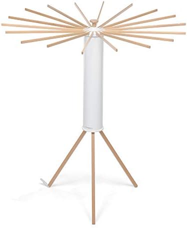 Ahtapot Myhome Çamaşır Askısı, Alüminyum/PVC/Ahşap Kayın, Beyaz, 112 x 112 x 121 cm, Reggiera Doğal Renk