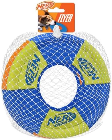 Nerf Dog Toss and Tug Ring Köpek Oyuncağı, Frizbi, Hafif, Dayanıklı ve Suya Dayanıklı, 22 cm Çap, Orta/Büyük Irklar İçin, İki Paket, Yeşil ve Turuncu