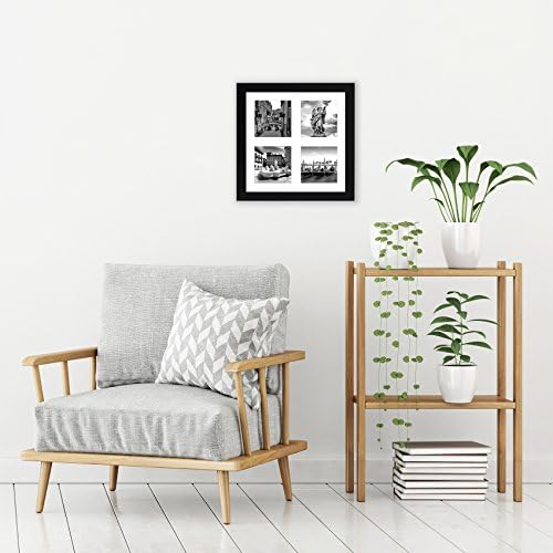 Kırılmaya Dayanıklı Camlı 4x4 Resim Çerçevesi Kolajı - Dört 4x4 Fotoğrafa Uyar veya Bir 10x10 Resim Çerçevesi Olarak Kullanılır - İmza Koleksiyonu - Duvar Ekranı için Kolaj Çerçeveleri