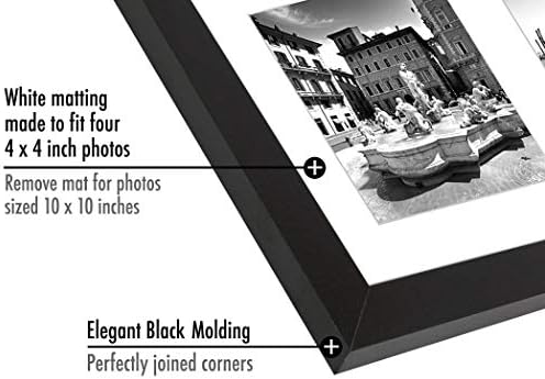 Alternative view of Kırılmaya Dayanıklı Camlı 4x4 Resim Çerçevesi Kolajı - Dört 4x4 Fotoğrafa Uyar veya Bir 10x10 Resim Çerçevesi Olarak Kullanılır - İmza Koleksiyonu - Duvar Ekranı için Kolaj Çerçeveleri