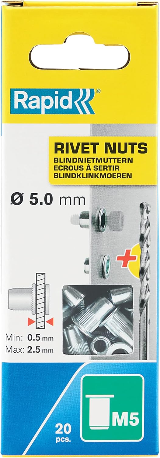 Alternative view of Blindnietmuttern, ince malzemeler için, 20 adet, matkap ucu dahil, M5