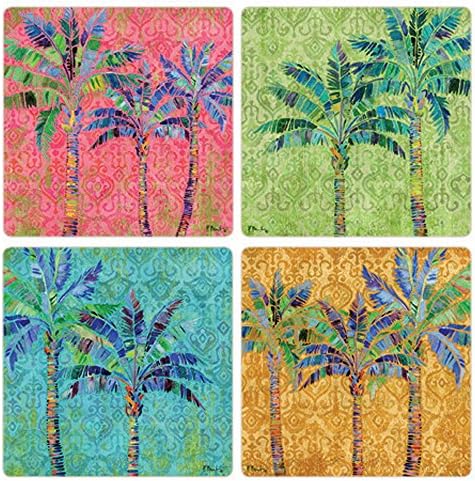 Alternative view of CoasterStone Paradise Palms Emici Bardak Altlıkları (4'lü Set), 4-1/4", Çok Renkli