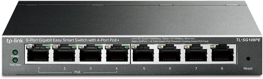 Alternative view of TL-SG108PE, 8 Port Gigabit / 4 Port POE Smart Switch