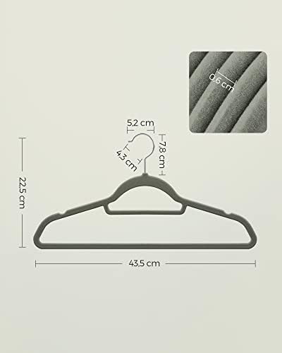 Alternative view of Kadife Elbise Askısı 20'li Set Kaymaz Küçük Bağlantı Demiri 360° Dönen Kanca 0,6 cm Kalın Yerden Tasarruf 43,5 cm Uzun Coats Pantolon için Gümüş Gri CRF20V