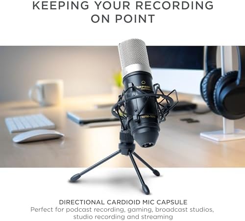 Professional MPM-1000 - Podcast, akış, şarkı söyleme, tele-çalışma ve oyun için masa standı ve kablolu XLR kondenser stüdyo mikrofonu