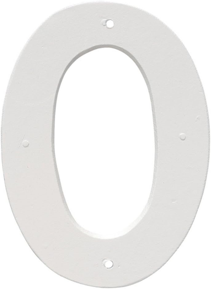 Metal Products 20,32 cm Alüminyum Ev Numarası 0 Dış Mekan Plakası, Orta, Beyaz