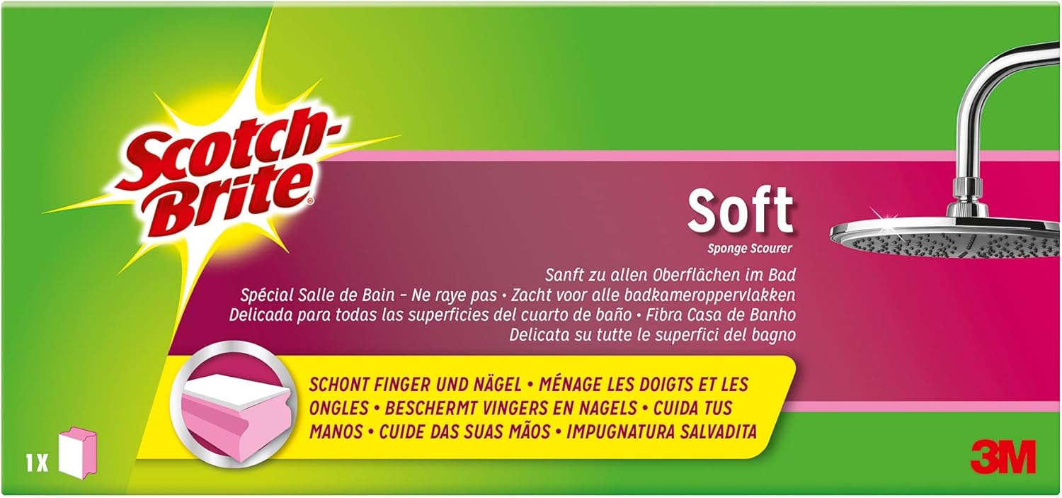 -Brite SONS1 Temizleme Süngeri Yumuşak, Pembe/Beyaz, 1 Adet