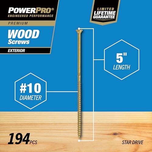 Alternative view of Power Pro 48617 Ahşap Vidalar, 10 x 5 inç, Premium Dış Mekan Güverte Vidaları, Paslanmaya Dayanıklı, Epoksi Kaplı Bronz, 5 lb Küvet, 213 adet
