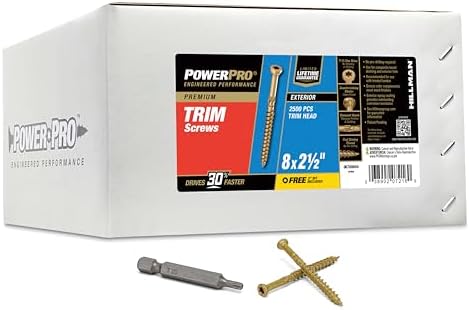 Power Pro 967886 Vidaları, 8 x 2-1/2 inç, Çok Amaçlı Ahşap, Güverte, Kompozit ve Dış Vidaları, Pasa Dayanıklı, Bronz, 2500 adet Kutu