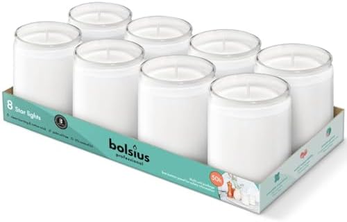 Alternative view of bolsius Starlight Beyaz Renkli Cam Kavanozda Beyaz Mum - Vegan Dostu - Akşam Yemeği, Ev, Dekorasyon, Düğün - 82/68mm - 50 Saat Yanma Süreli - 8’li Paket