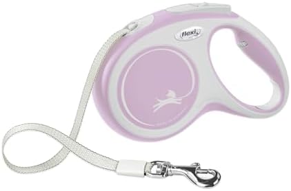 FLEXI Yeni Konfor Geri Çekilebilir Köpek Tasması (Tape), Ergonomik, Dayanıklı ve Dolaşmayan Evcil Hayvan Yürüyüş Tasma 55 lbs'ye Kadar Köpekler için, 16 ft, Orta, Pembe/Gül