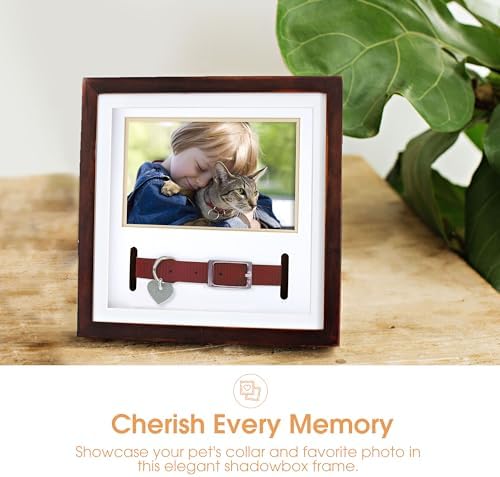 Pet Yaka Hatıra Çerçevesi, Evcil Hayvan Anıtı Resim Çerçevesi, Evcil Hayvan Sahibi Ev Dekoru, Kedi veya Köpek Hatırası, 3 "x 4.5" Fotoğraf Ekleme, Duvara Montaj ve Masa Üstü Çerçeve, Espresso