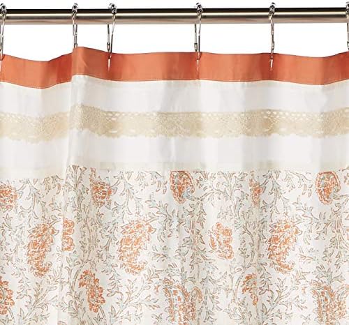 Şafak Pamuklu Kumaş Duş Perdesi Pintucked, Şal Desenli Tasarım Makinede Yıkanabilir Shabby Modern Ev Banyo Dekoru Küvet Gizlilik Ekranı, 183 cm x 183 cm,