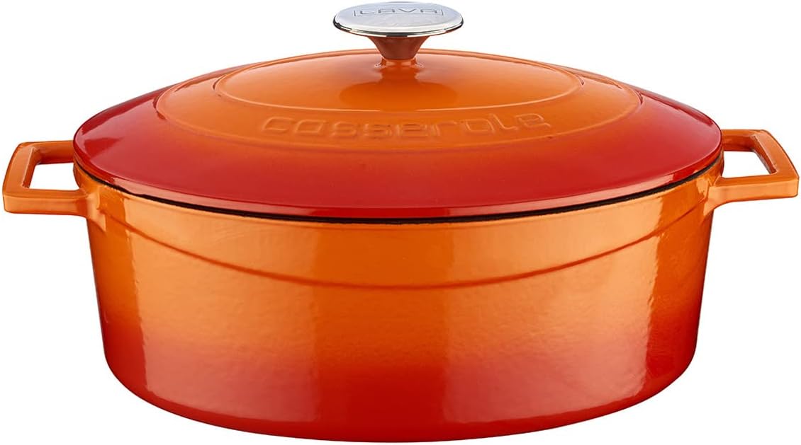 Metal Oval Döküm Tencere, 29 cm, Turuncu