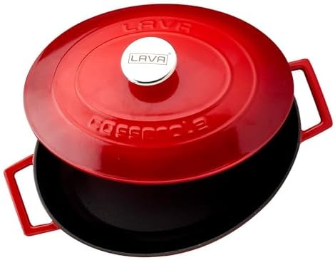 Metal Oval Döküm Tencere, 29 cm, 4.67 Litre Hacim, Kırmızı