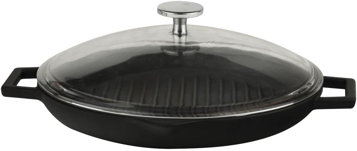 YUVARLAK IZGARA TAVA ÇAP 30 CM CAM KAPAK