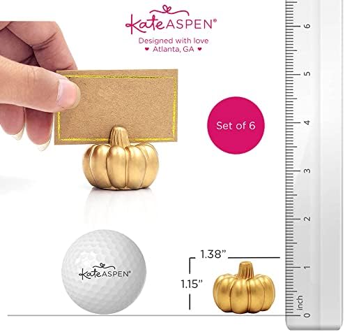 Aspen Fall mini altın kabak masa kartı tutucu (6 adet), Şükran Günü masa dekorasyonu, sonbahar temalı düğünler, gelin buketleri için mükemmel