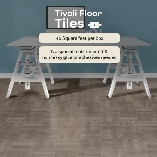 Tivoli Kendinden Yapışkanlı Yer Karosu, 45 - 30,48 cm x 30,48 cm, Kömür Grisi Ahşap - Soyma ve Çubuk, Mutfak, Yemek Odası, Yatak Odası, Bodrum ve Banyolar için Kendin Yap Zemin,