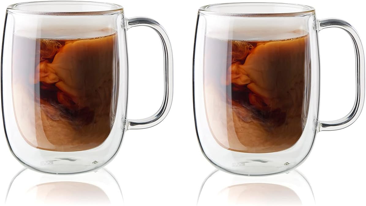Alternative view of Sorrento Çift Camlı Kulplu 2'li Kahve Bardağı Seti, 355 ml, Cam, Şeffaf Cam