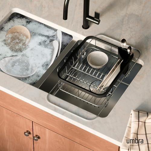 Multi-Use Dish Rack Sinkin Çok Fonksiyonlu Tabak Standı Siyah/Nikel, Metal, Büyük