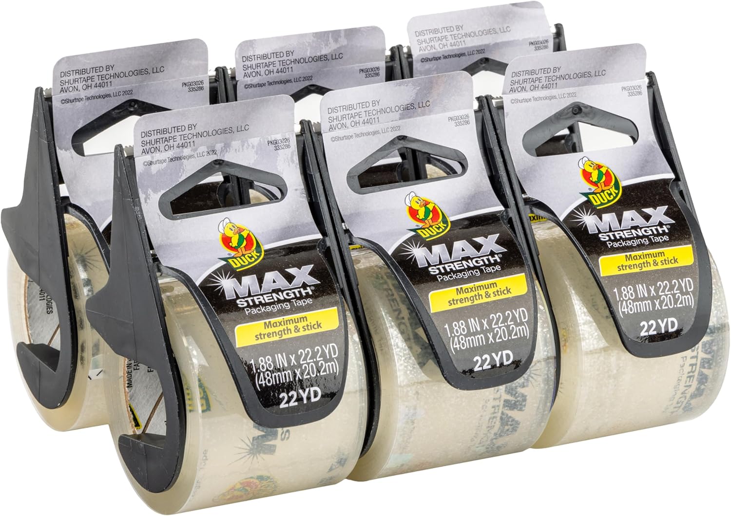 Alternative view of Max Strength paket bandı, dağıtıcılı, şeffaf, 6 adet, 4,8 cm x 22 m, 284983