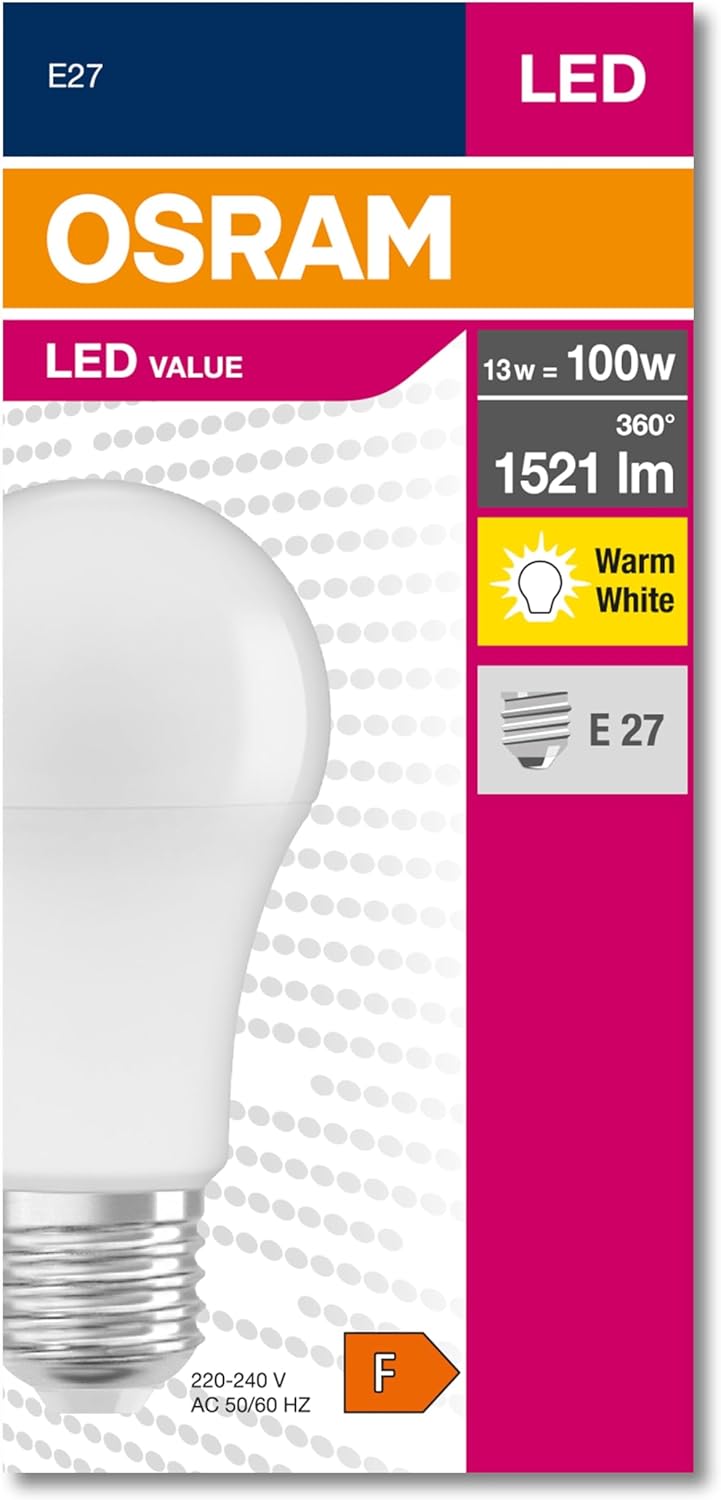Alternative view of 4052899971097 Led Cla 100, 13 W, 1521 Lümen, 2700 Kelvin, Sarı Işık E27 Duy Ampul, Boy: 12cm En: 6cm [Enerji Sınıfı F]