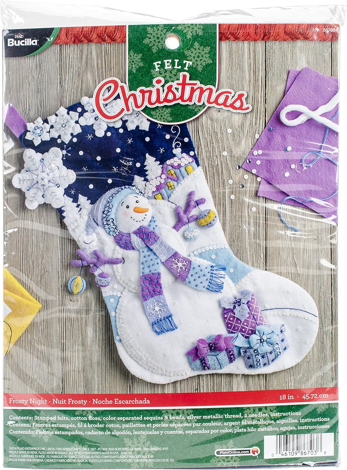 Bucilla 86703 Felt Aplike Frosty Night Külotlu Çorap Seti, Belirtilmez, Çok Renkli, 29,84 x 22,86 x 3,81 cm