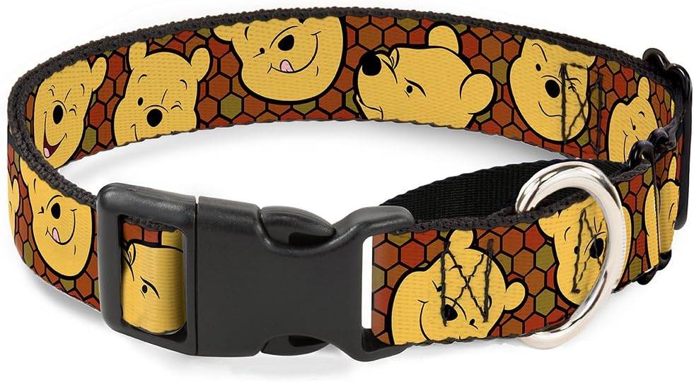 Buckle- Martingale Köpek Tasması - the Pooh Expressions/Petek Siyah/Kahverengiler - 2,54 cm Genişlik - 38,1-66,04 cm Boyun Boyuna Uygun - Large