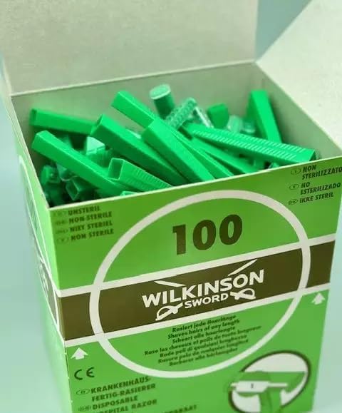 Wilkinson Sword Tek Kullanımlık Tıraş Makinesi Hastane, Çekilebilir Fonksiyonlu, Dağıtıcı Kutusu, Yeşil