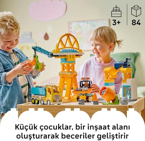 Alternative view of Kasabası 3'ü 1 Arada İnşaat Sahası ve Araçları 10476-3 Yaş ve Üzeri Kız ve Erkek Çocuklar için 2 Figür İçeren Eğitici Oyuncak Yapım Seti, Çocuklara Doğum Günü Hediyesi Fikri (84 Parça)